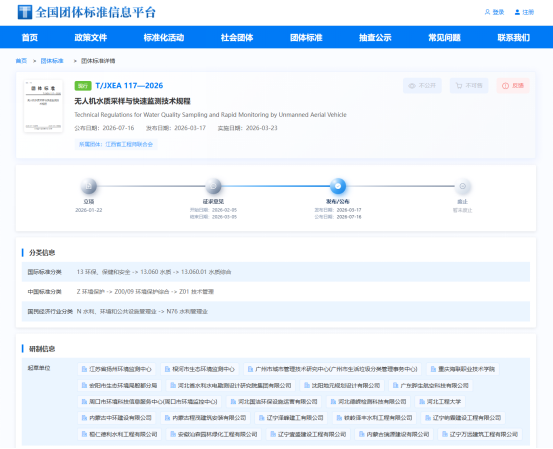 晔生航空参与起草的《无人机水质采样与快速监测技术规程》团体标准正式发布 - 晔生航空
